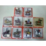 A COLLECTION OF HAND PAINTED SOLID CAST TRADITIONAL MOUNTED MILITARY FIGURES, each with their horse,