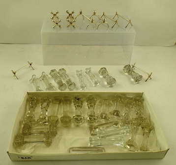 A SELECTION OF PAIRS OF SILVER PLATE & GLASS KNIFE RESTS (18)