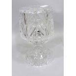 A CUT LEAD CRYSTAL TABLE LAMP having detachable top and pedestal base, 30cm high