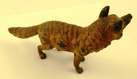 IN THE MANNER OF BERGMAN A SUITE OF THREE COLD PAINTED BRONZE ANIMAL FIGURES, Fox 6 x 11.5cm, Tiger - Image 5 of 7