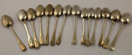 AN ASSORTMENT OF SILVER TEASPOONS comprising twelve Old English pattern and two fiddle pattern, - Image 2 of 2