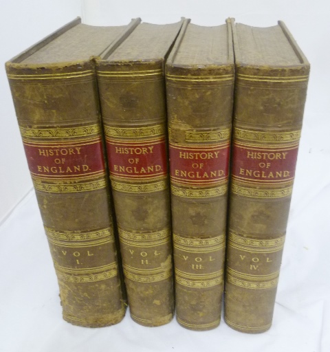 HISTORY OF ENGLAND, vols I-IV gilt tooled and leather by David Hume and William Cooke, Stafford