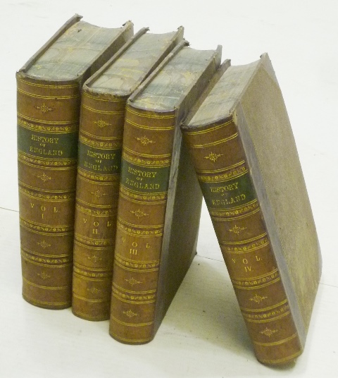 HISTORY OF ENGLAND VOLS 1-4 gilt tooled and leather by David Hume and William Cooke Stafford