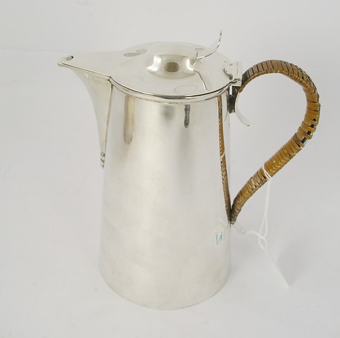 STEWART DAWSON LTD, REGENT STREET, W A SILVER ARTS & CRAFTS INFLUENCED CONICAL HOT WATER POT having