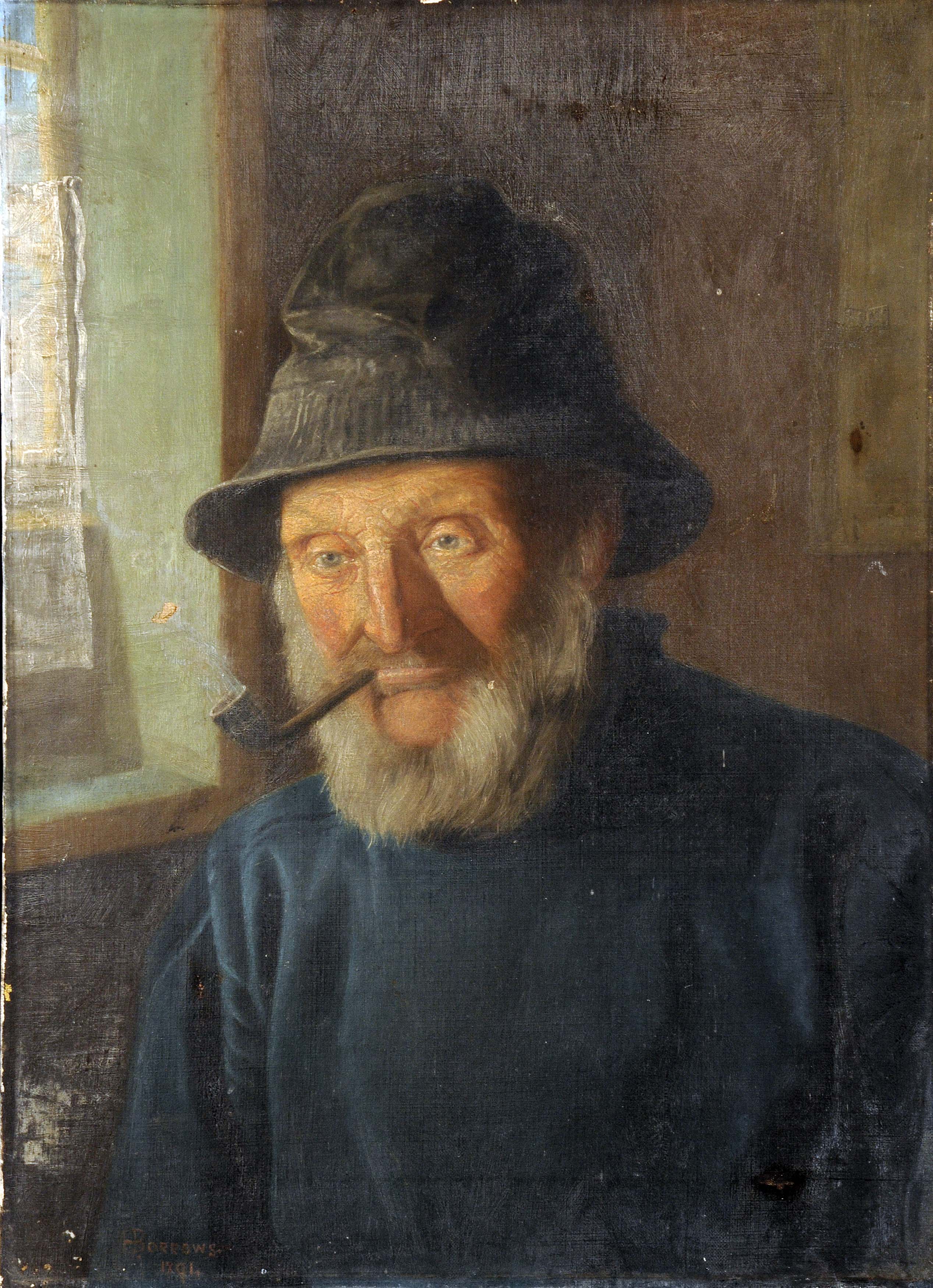 H. BORROWS. Unframed, signed, dated 1894, oil on canvas, bust length portrait of a bearded man