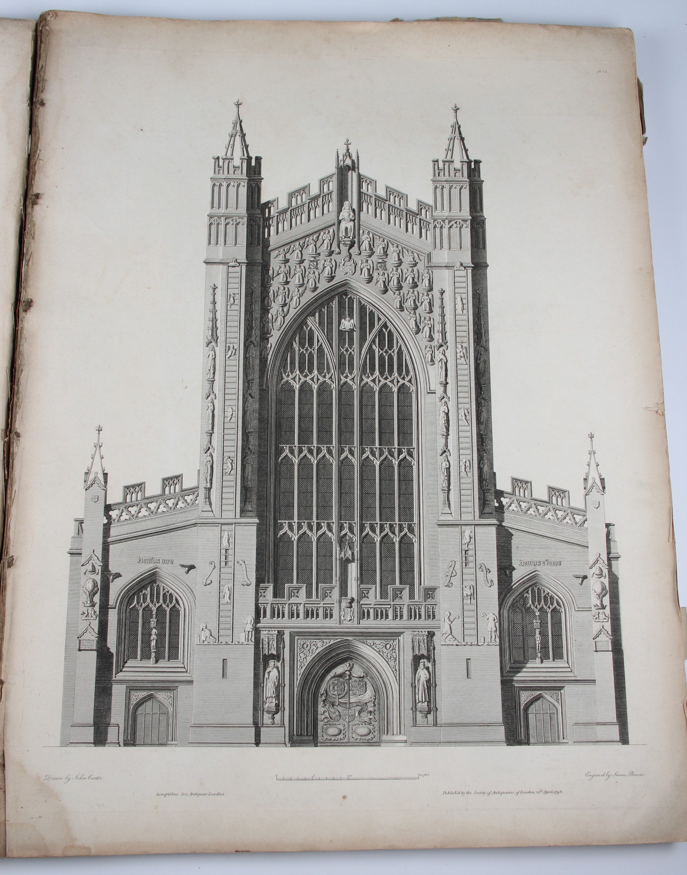 A volume of large format prints, Plans, Elevations, and Sections of Bath Abbey, published 23rd