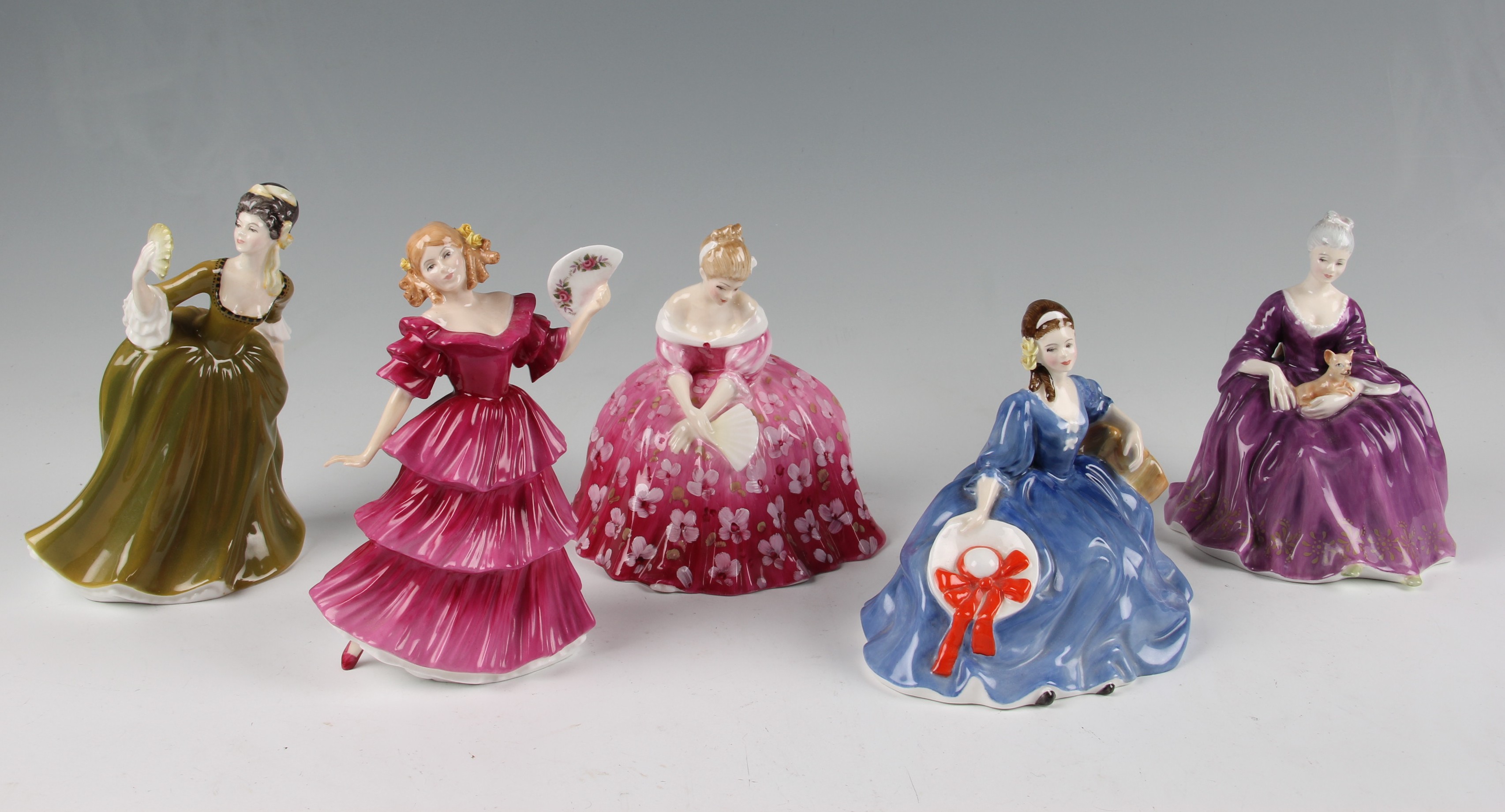 Five Royal Doulton figures, Simone HN 2378, Charlotte HN 2421, Elyse HN 2429, Victoria HN 2471 by P