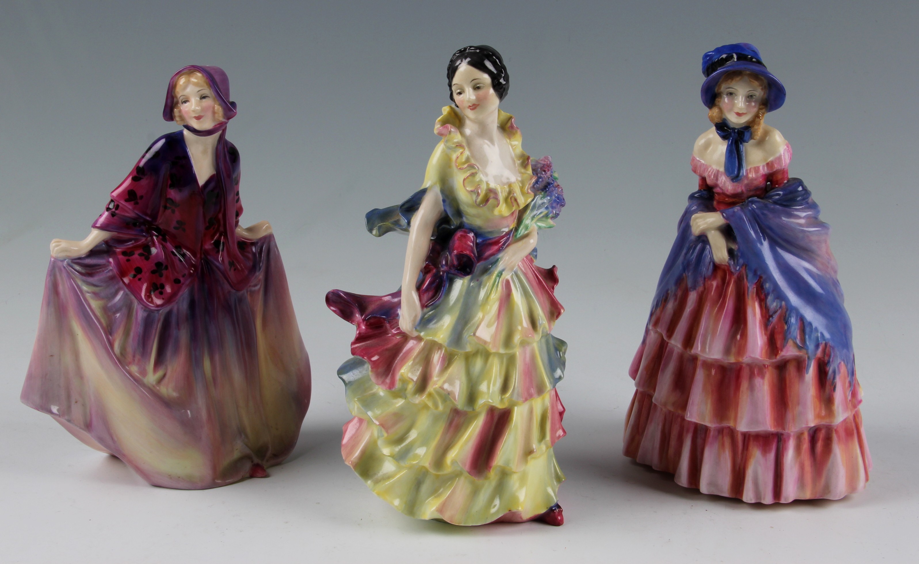 Three Royal Doulton figures to include Pamela HN 1469 A/F, Sweet Anne HN 1496 and Victorian Lady HN