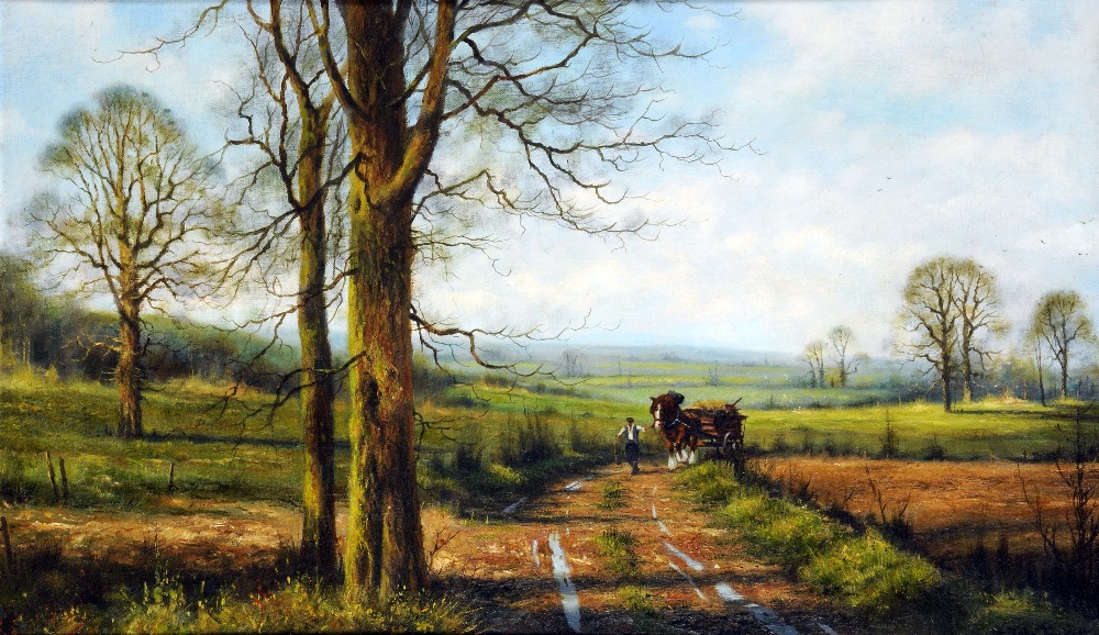 JOHN TRICKETT (b.1952) Framed, signed, oil on board, extensive English landscape scene showing