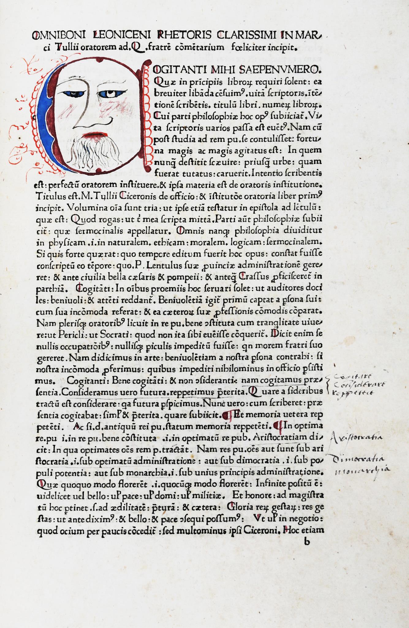 Bonisoli Ognibene. Commentum in Ciceronis Oratorem (preceduto da:) De Laudibus eloquentiae.