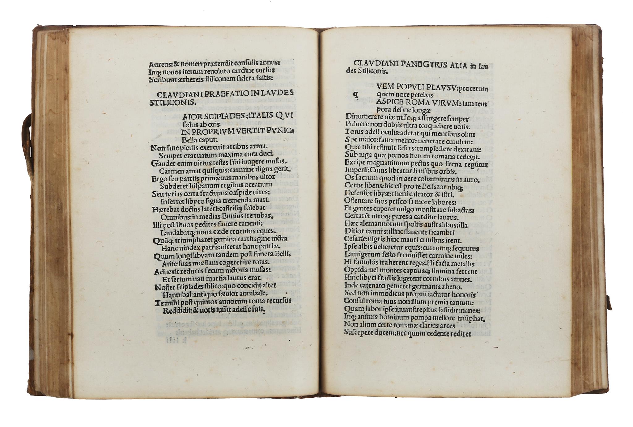 Claudianus Claudius. Opera (ed. Thaddaeus Ugoletus). Parma: Angelus Ugoletus, 23 aprile 1493. In-4°