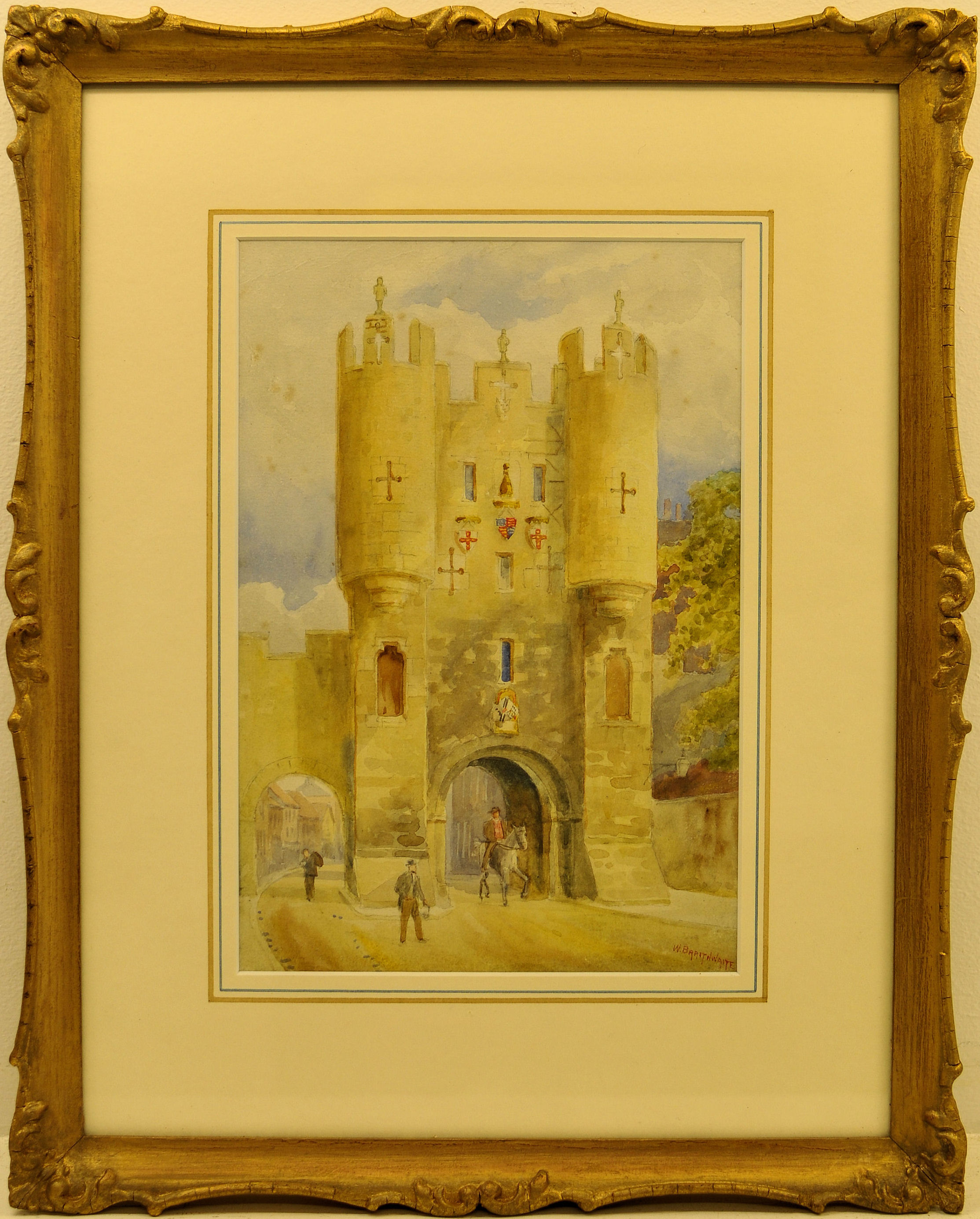 WALTER BRAITHWAITE (exh.1896-1916); `Micklegate Bar, York` Watercolour, signed. 10 1/2"" (27cms) x