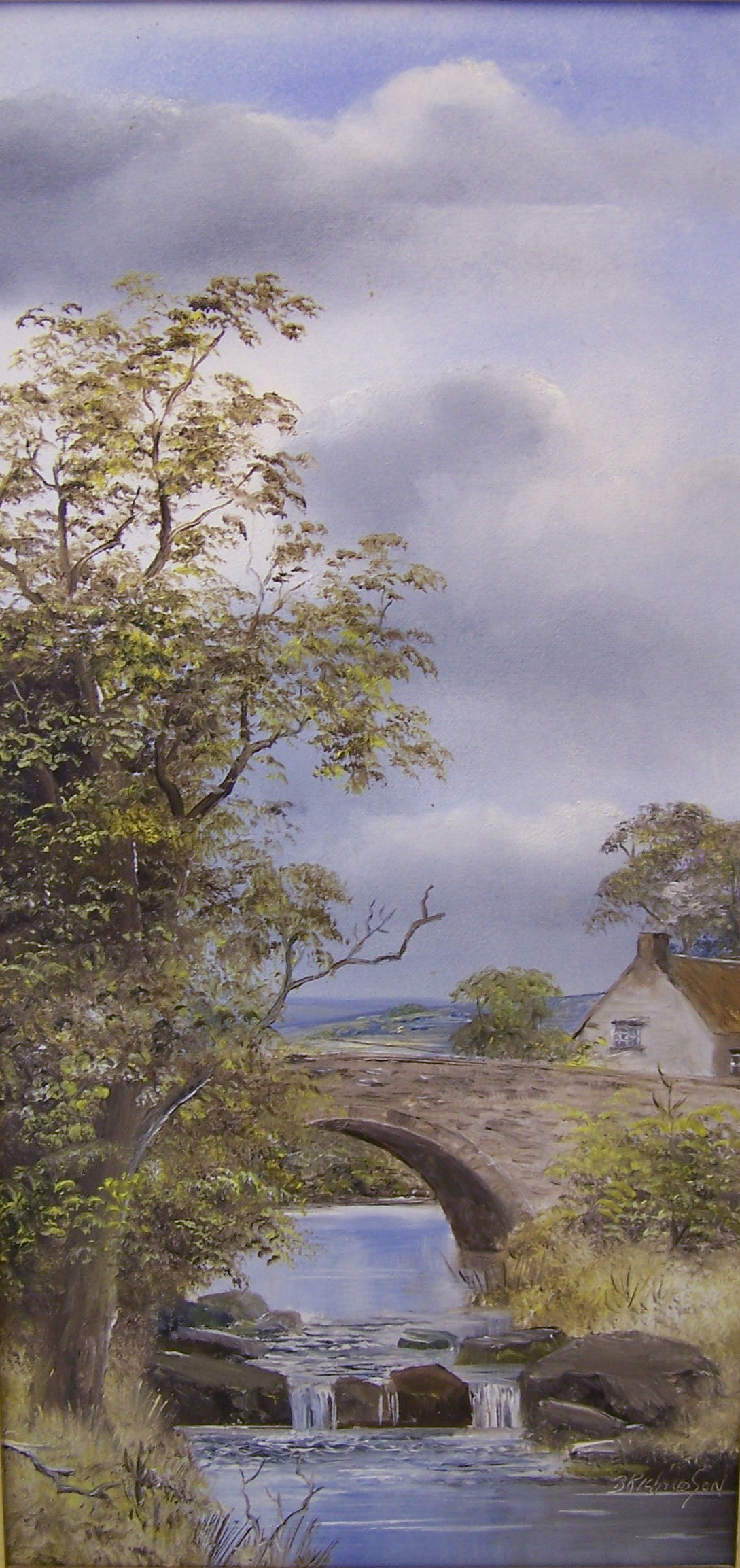 BRIAN RICHARDSON, River Landscape with stone bridge, Oil on Canvas, signed, 19 1/2"" (49cms) x 5 1/