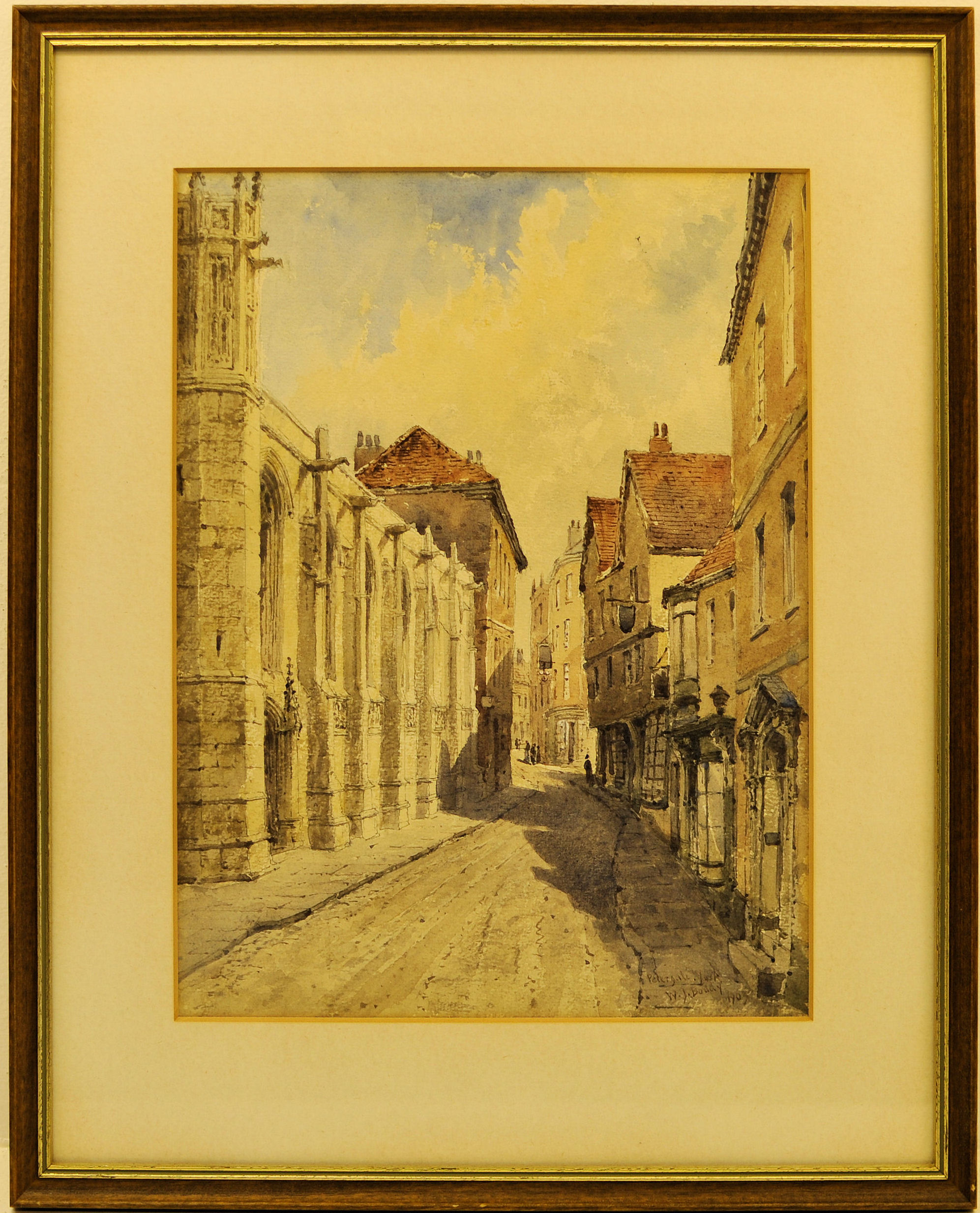 WILLIAM JAMES BODDY (1832-1911); `Petergate, York` with the church of St. Michael Le Belfrey,