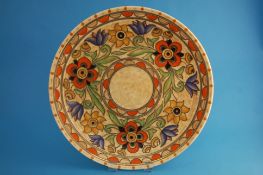 A Charlotte Rhead Crown Ducal circular charger "Mexican" pattern, printed mark and signature, number