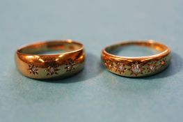 Two 9ct gold diamond rings.