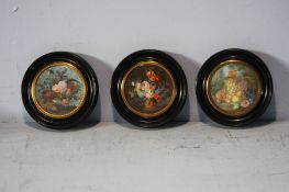 A set of six miniature circular still lifes signed Van Zuyten, 7.5 cm diameter