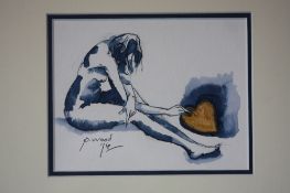 Pauline Wood Watercolour Signed "Heart of gold" 14 cm x 18 cm