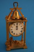 An Imhof novelty mantle clock in the form of two monks in a clock tower. 25 cm high