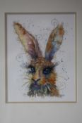 Sophie Appleton Watercolour Signed "Psychedelic Hare" 27.5 cm x 21 cm