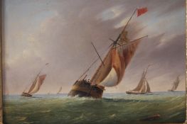 In the manner of Henry Redmore 1820-1887 "Sailing vessels off Scarborough Sound" 29 cm x 38 cm