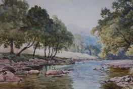 Thomas Spinks (1872-1907) Watercolour Signed Dated 1904 "River landscape" 25 cm x 34 cm