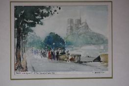 Lucien Ducuing Watercolour Signed "Parisian street scene"