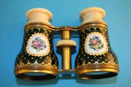A pair of 19th century Negretti and Zambra of London gilt metal and enamelled telescopic opera