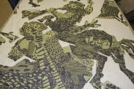 A large roll of cotton/rayon jacquard weave, Edinburgh Weavers fabric, `Centaurs` designed by Alan