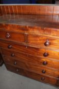 A 19th century mahogany straight front chest of drawers with two short and four long graduated