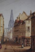 Downé Watercolour Signed Dated 1858 "French street scene" 40 cm x 30 cm