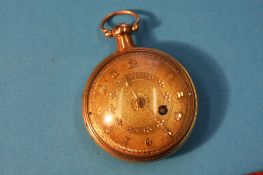 An 18ct gold Georgian pocket watch with engine turned case.