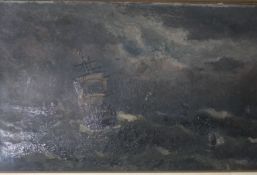Duncan Fraser McLea 1841-1916 Oil on board Signed"Sailing vessels in stormy seas off Tynemouth"19