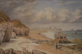 J H Harrison Pair Watercolour Signed Date 1884"Marsden Rock" and "A view of North Shields Priory"19
