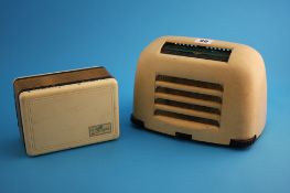 A 1940`s cream KB radio and an A G Marconi "Marconiphone", model P20B personal receiver, circa