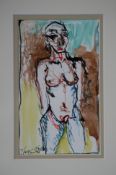 Jorg Wolf Ink and watercolour Signed"Nude Study"Jorg Wolf studied art at the Academy of Visual Arts