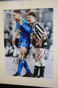 An autographed photograph by Vinnie Jones and Paul Gascoigne, a boxing autograph by Nigel Benn, and