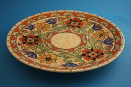 A large Charlotte Rhead Crown Ducal circular charger "Mexican" pattern, printed mark and signature,