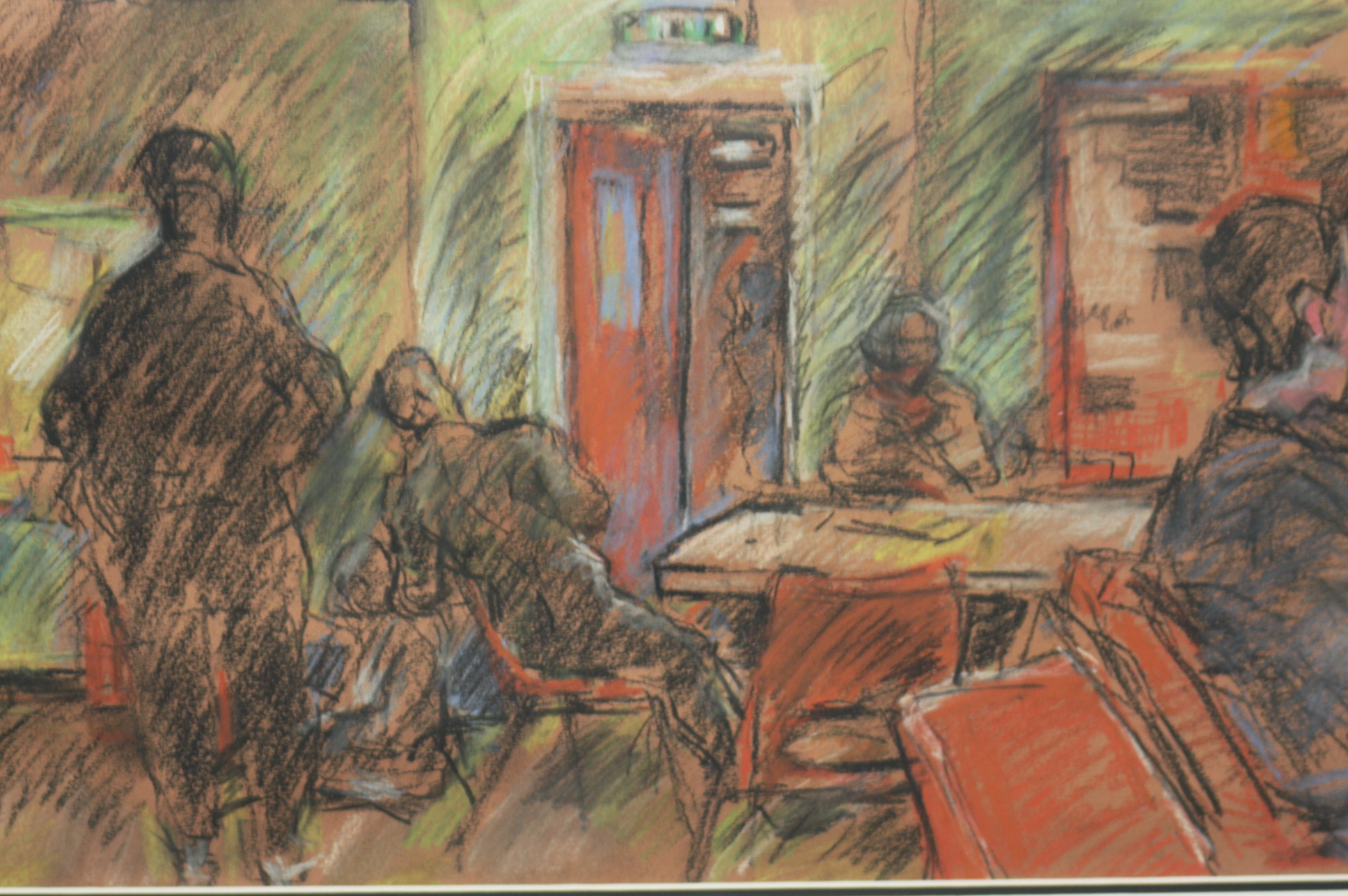 Walter Durac Barnett 1876-1961 Pastel"The Games Room"30 cm x 46 cm