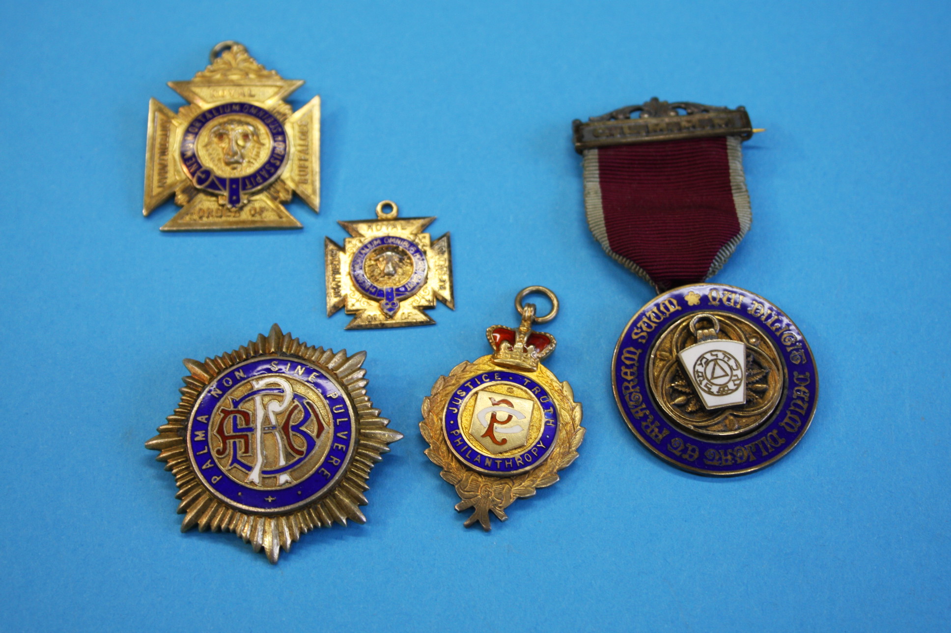 A boxed silver Masonic enamelled medal, Birmingham 1925; two other silver Masonic medals, Birmingham