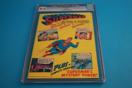 A DC comic 1966 Superman record comic CGC grade 8.
