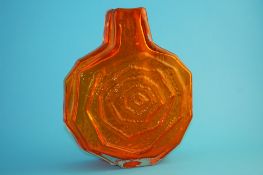 A Whitefriars "Banjo" tangerine glass vase designed by Geoffrey Baxter. 32.5 cm high