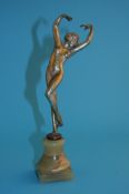 A 1930`s Art Deco bronze figure of a nude ballerina, stamped "Vivian"made in Austria, supported on