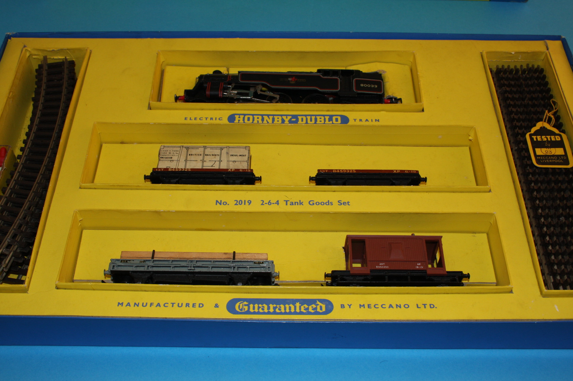 A Hornby Dublo "OO" gauge 2019 2-6-4 tank goods train (2 rail), boxed.