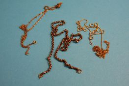 Various 9ct gold chains. Weight 12 grams