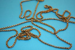A 9ct gold long chain. Weight 25.1 grams