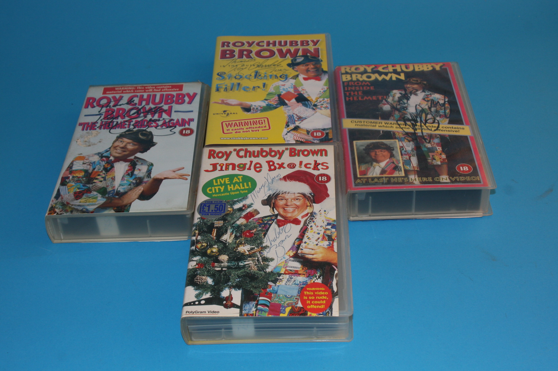 A collection of signed books and videos and DVDs including Roy Chubby Brown (5); Only Fools and