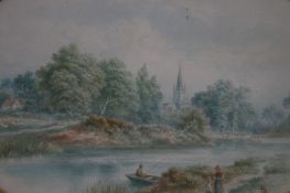 B. F. Oval Watercolour Monogrammed `Stratford Upon Avon` 16 cm x 23 cm