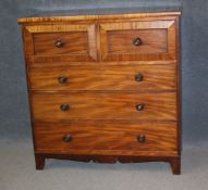 A 19th century mahogany straight front chest of drawers with 2 short and 3 long graduated drawers,