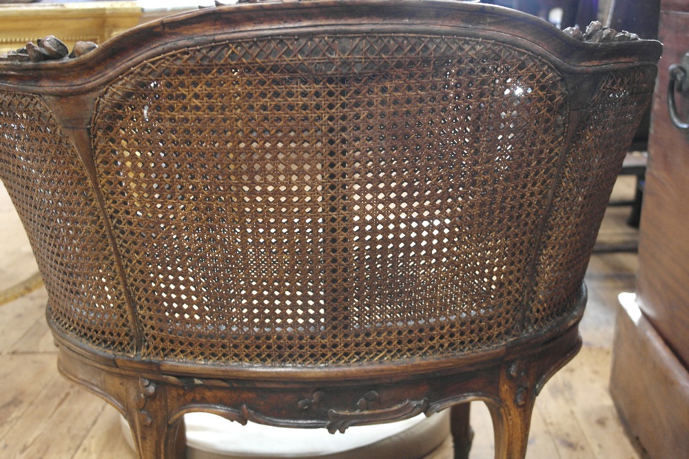 A Late 19th Century French Bergere Tub Chair:
of small proportions, the frame carved with acanthus - Image 5 of 5